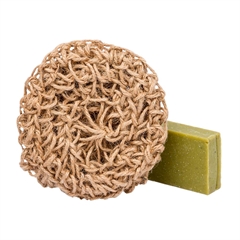 Джутовая вязанная мочалка с натуральным мылом Можжевельник